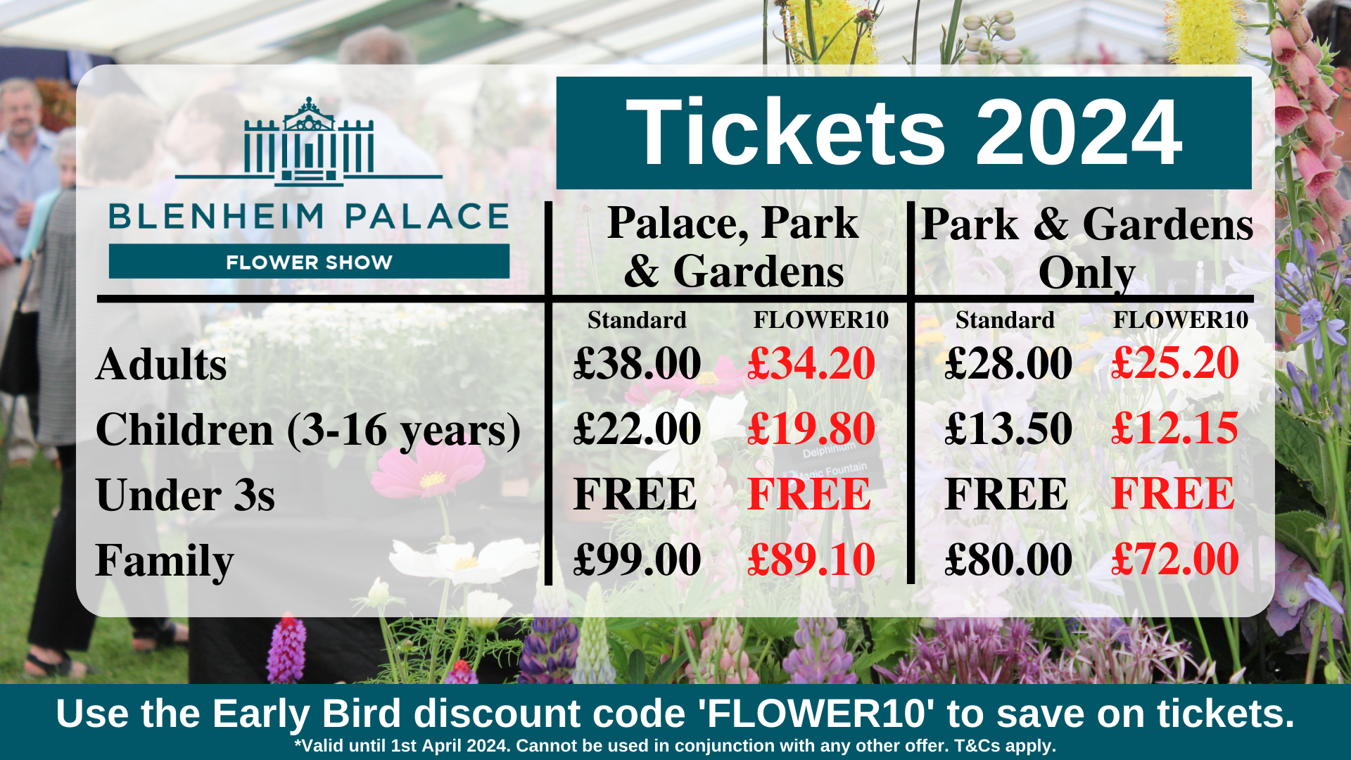 blenheim palace flower show	tickets